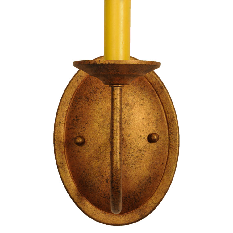 Autumn Leaf Iron Candle Wall Sconce with Amber Faux Candlelight