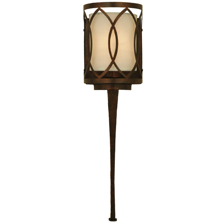 Ashville Art Deco Brown Wall Sconce with Cream Textrene Shade