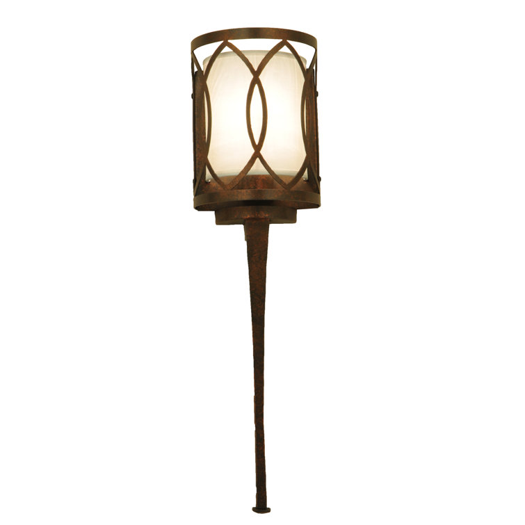 Ashville Art Deco Brown Wall Sconce with Cream Textrene Shade