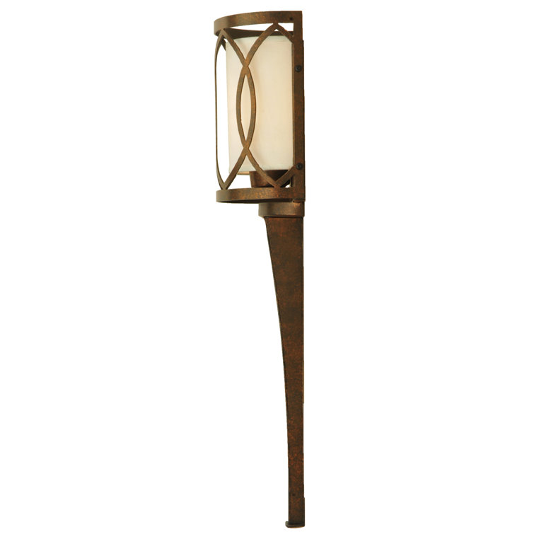 Ashville Art Deco Brown Wall Sconce with Cream Textrene Shade
