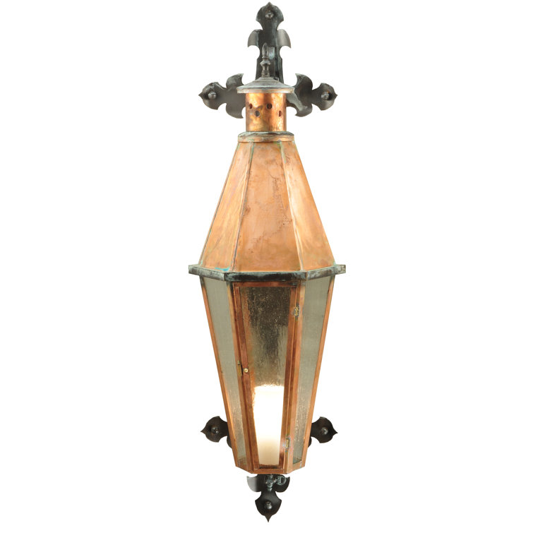 14" Vintage Copper and Brass Lantern Wall Sconce