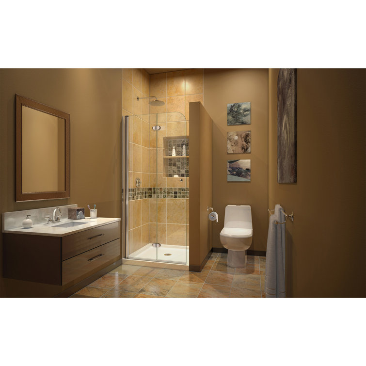 Aqua Fold 33.5" Chrome Frameless Hinged Shower Door