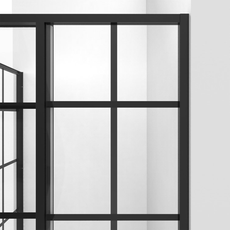 French Corner 36" Black Framed Sliding Shower Enclosure