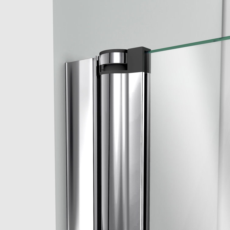 Aqua Fold 32" Chrome Frameless Hinged Shower Kit with Clear Glass