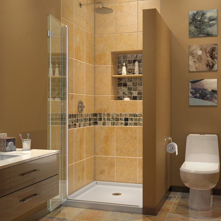 Aqua Fold 33.5" Chrome Frameless Hinged Shower Door