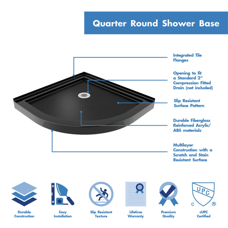 Prime 33" Frosted Glass Round Sliding Shower Enclosure with Brushed Nickel Hardware