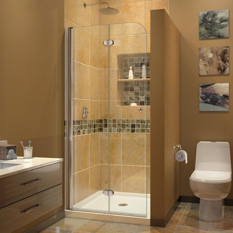 Aqua Fold 33.5" Chrome Frameless Hinged Shower Door