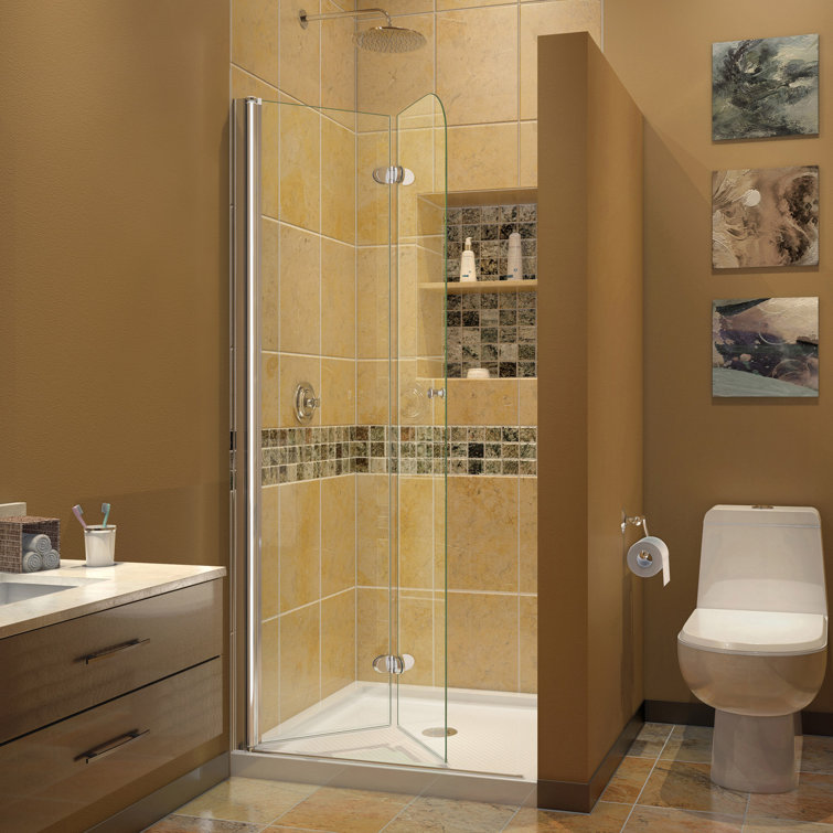Aqua Fold 33.5" Chrome Frameless Hinged Shower Door