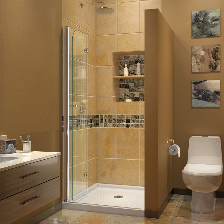 Aqua Fold 33.5" Chrome Frameless Hinged Shower Door