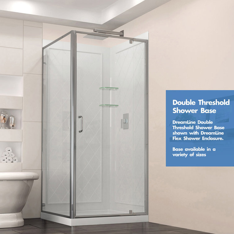 Black Acrylic 36" Square Double Threshold Shower Base