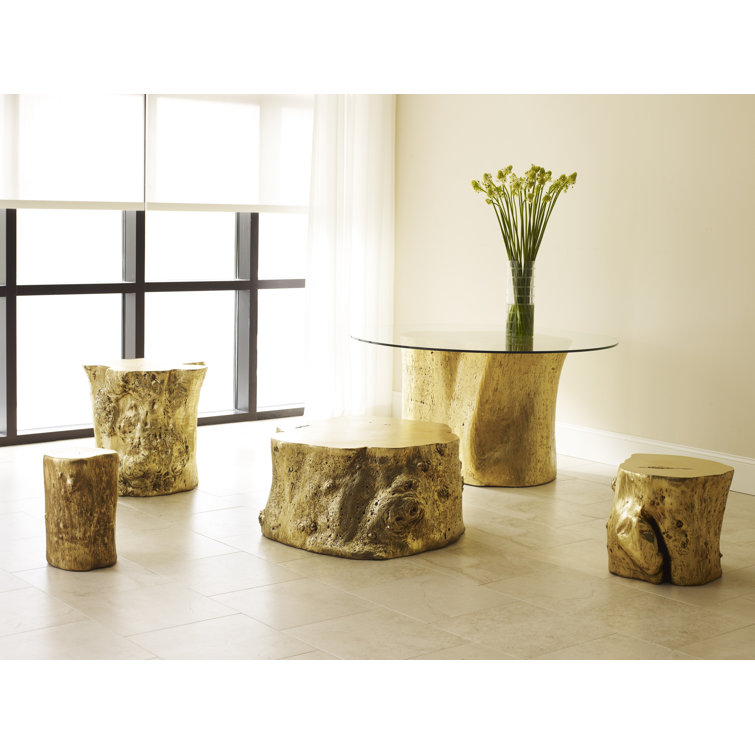Gold Leaf Log Coffee Table with Storage