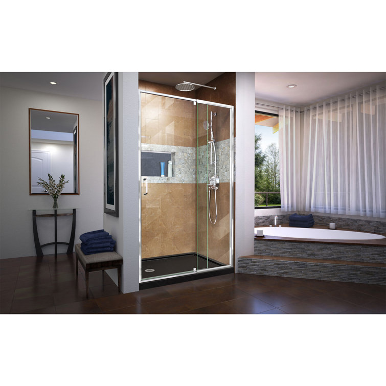 Flex 60" Brushed Nickel Frameless Pivot Shower Door with Clear Glass