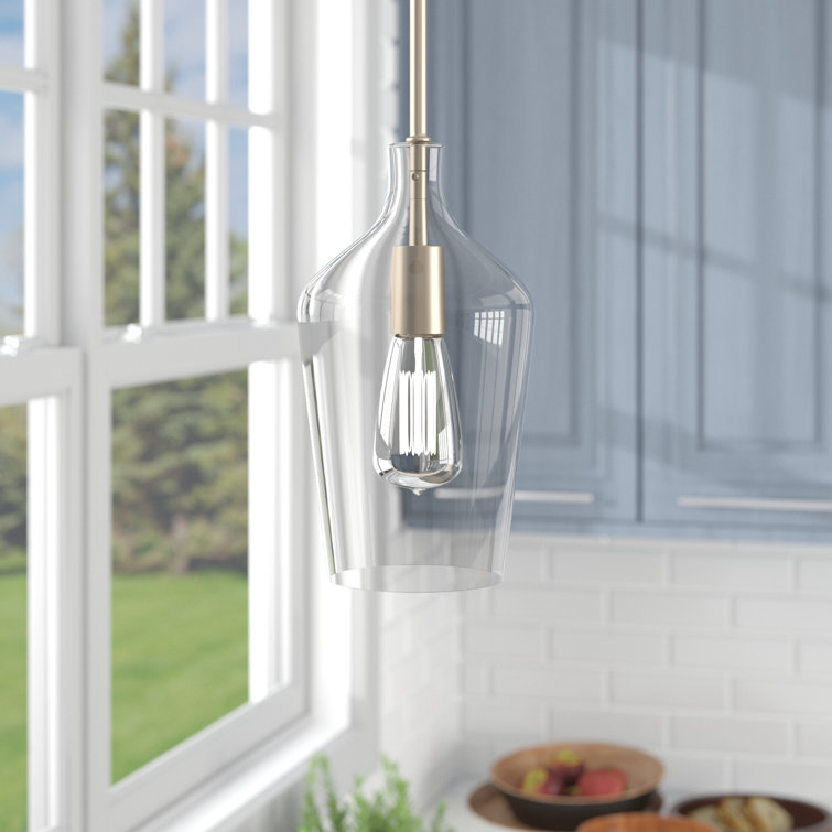 Brushed Nickel Mini Pendant with Clear Glass Shade