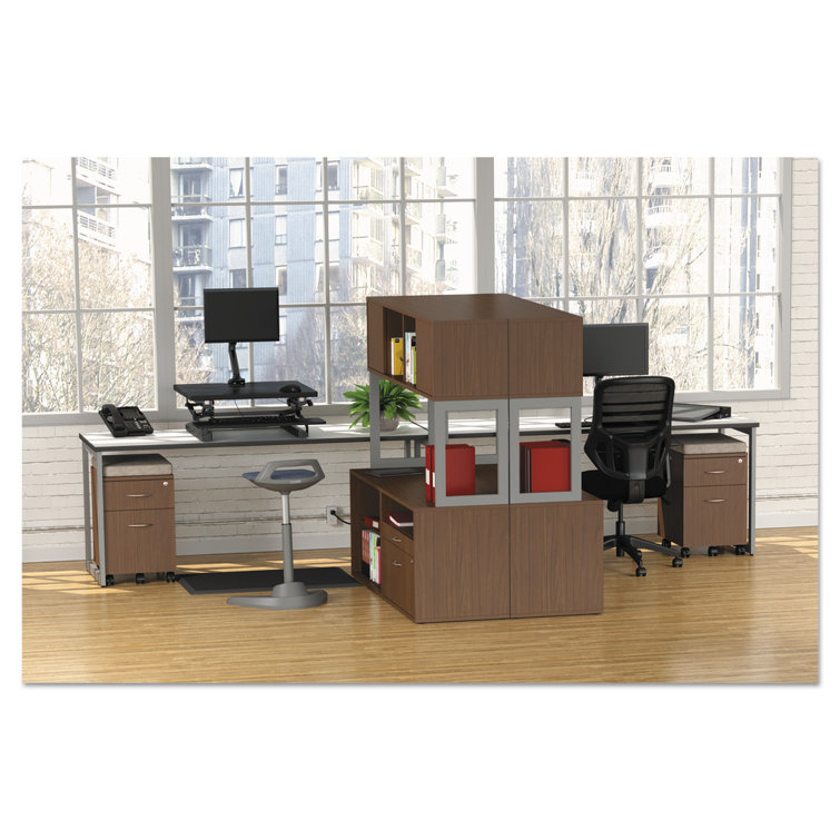 Walnut Woodgrain 25'' Lockable 2-Drawer Mobile File Pedestal
