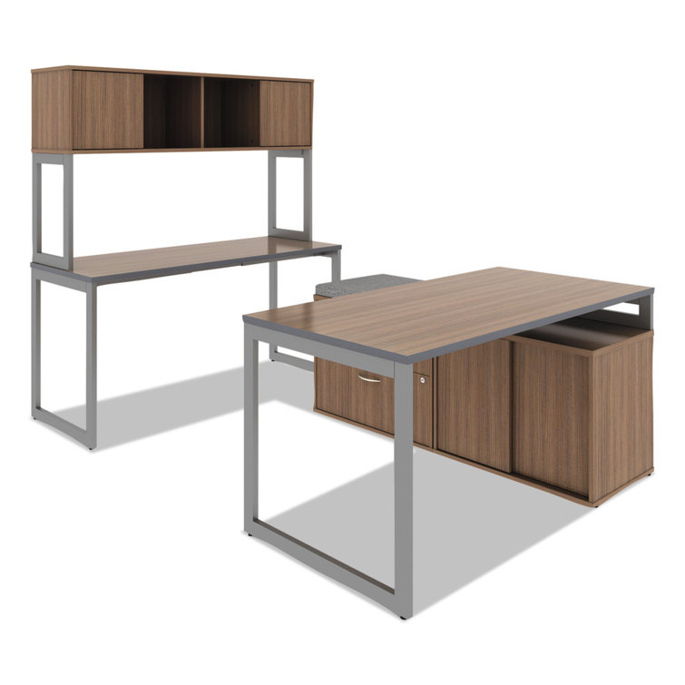 Modern Walnut Low Profile Office Storage Cabinet
