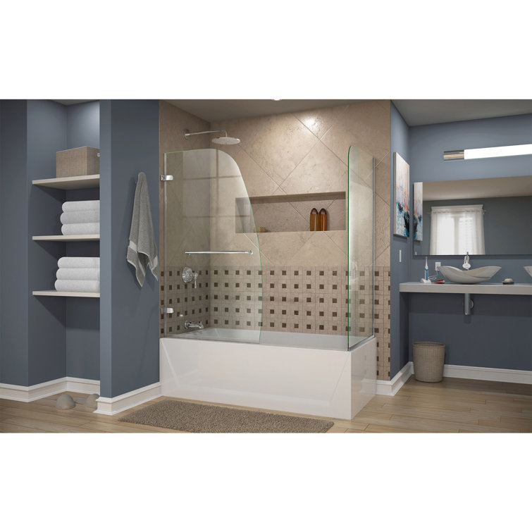 Aqua Uno 60" Clear Tempered Glass Frameless Hinged Tub Door
