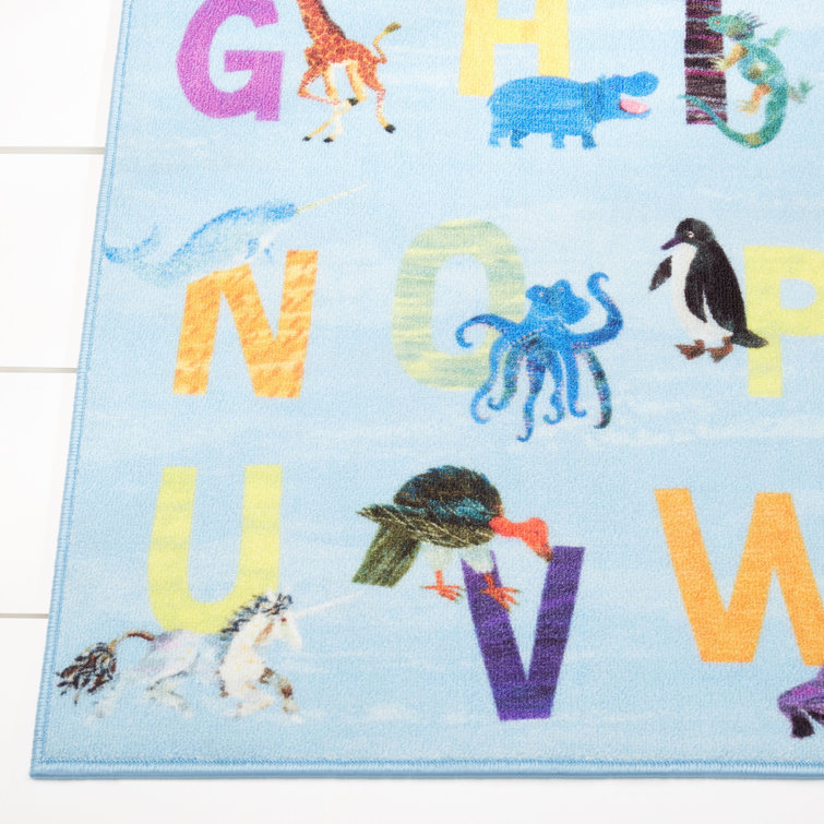 Eric Carle Blue Alphabet Kids Rectangular Nylon Area Rug