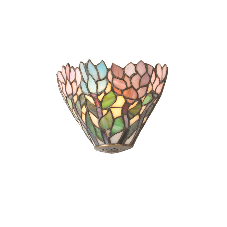 Multicolor Tiffany-Style Bronze Floral Wall Sconce