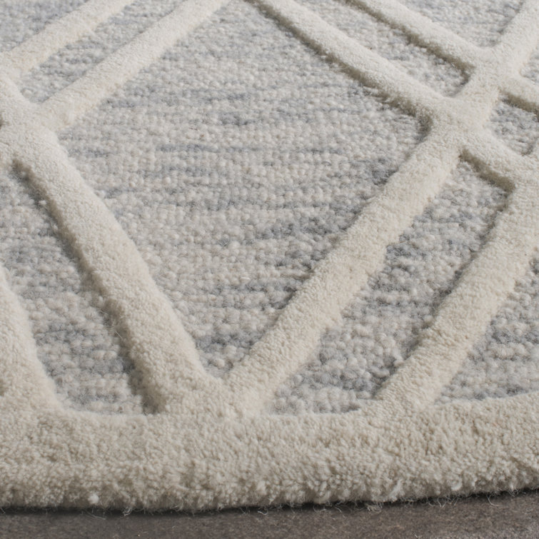 Hand-Tufted Off-White Wool 6' Square Area Rug