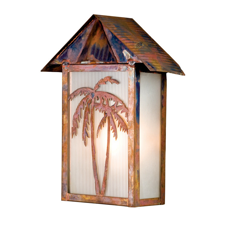 Tropical Floral Palm Tree 12.25'' Brass Wall Sconce