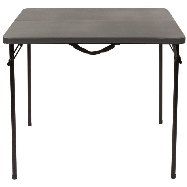 Dark Gray Square Metal and Plastic Folding Table with Handle