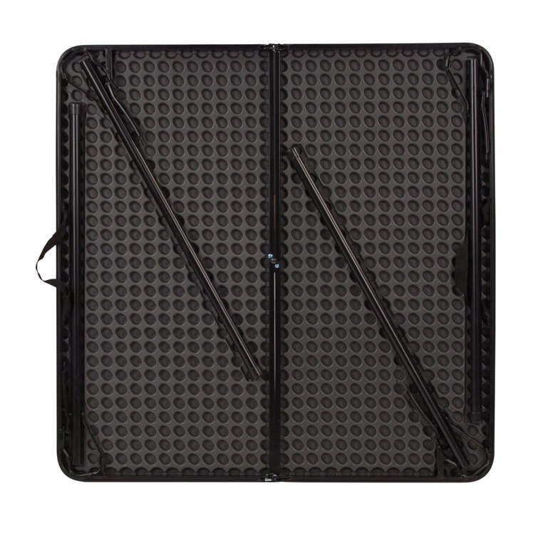 Dark Gray Square Metal and Plastic Folding Table with Handle