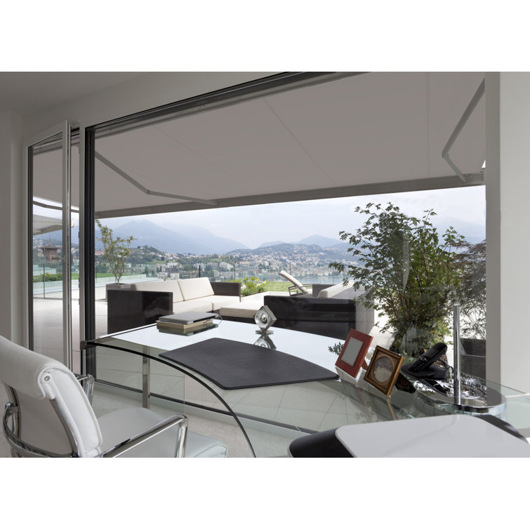 Gray Metal Retractable Patio Awning with Aluminum Frame