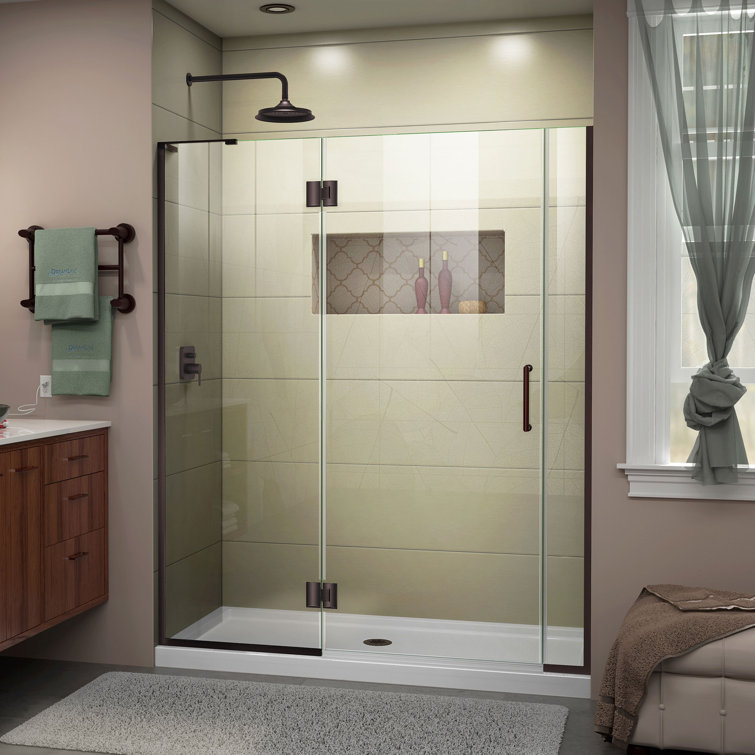 Unidoor-X 60" Frameless Hinged Shower Door with Clear Glass