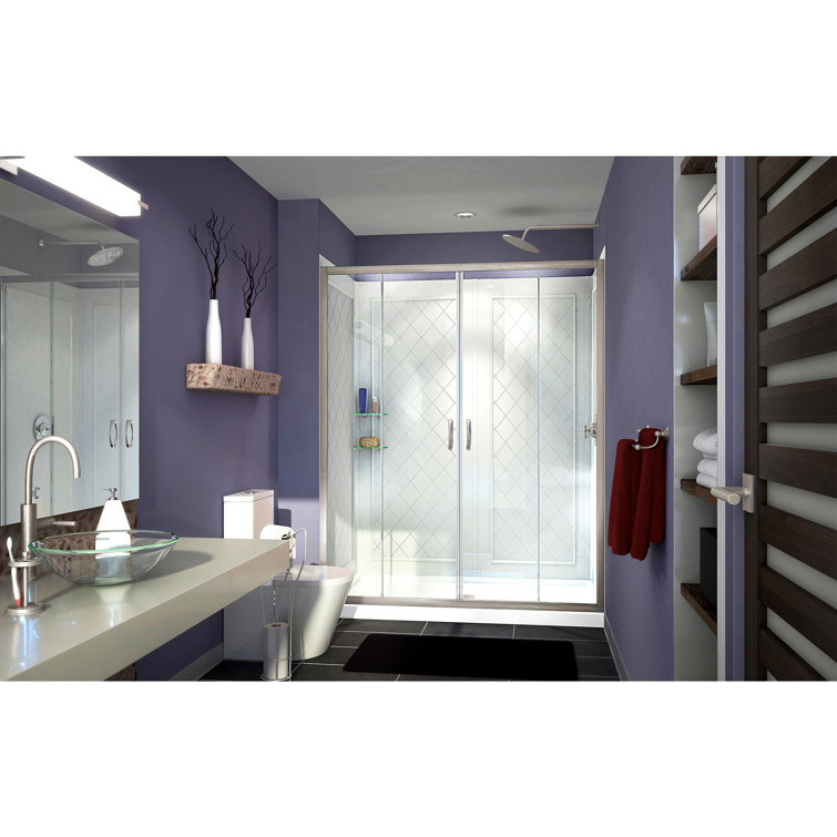 Visions 60" x 36" Frameless Clear Glass Sliding Shower Kit