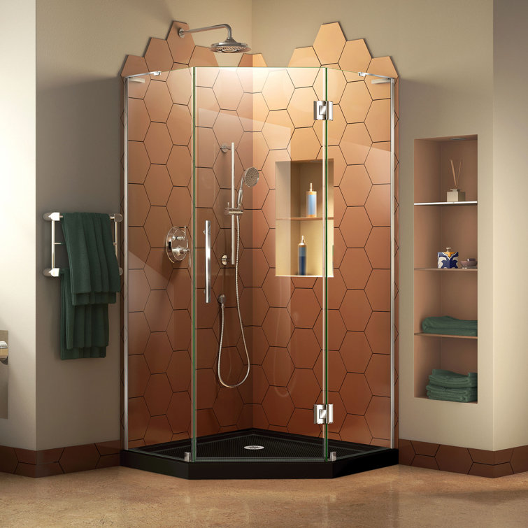 Prism Plus 42" Frameless Neo-Angle Shower Enclosure with Black Hardware