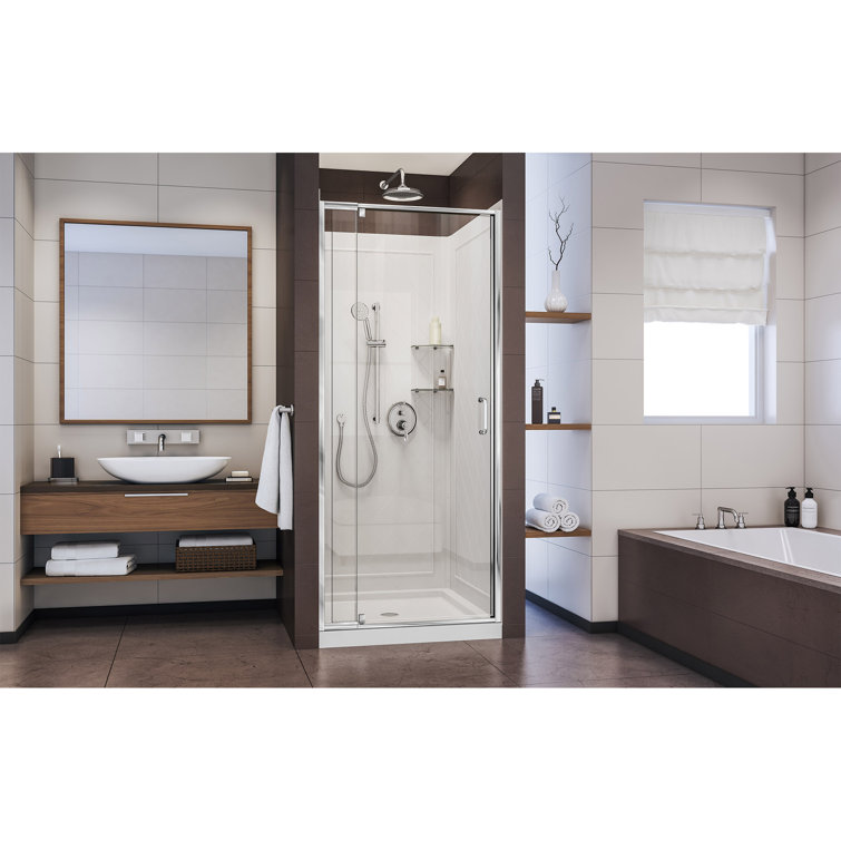 Flex 36" Brushed Nickel Frameless Pivot Shower Kit