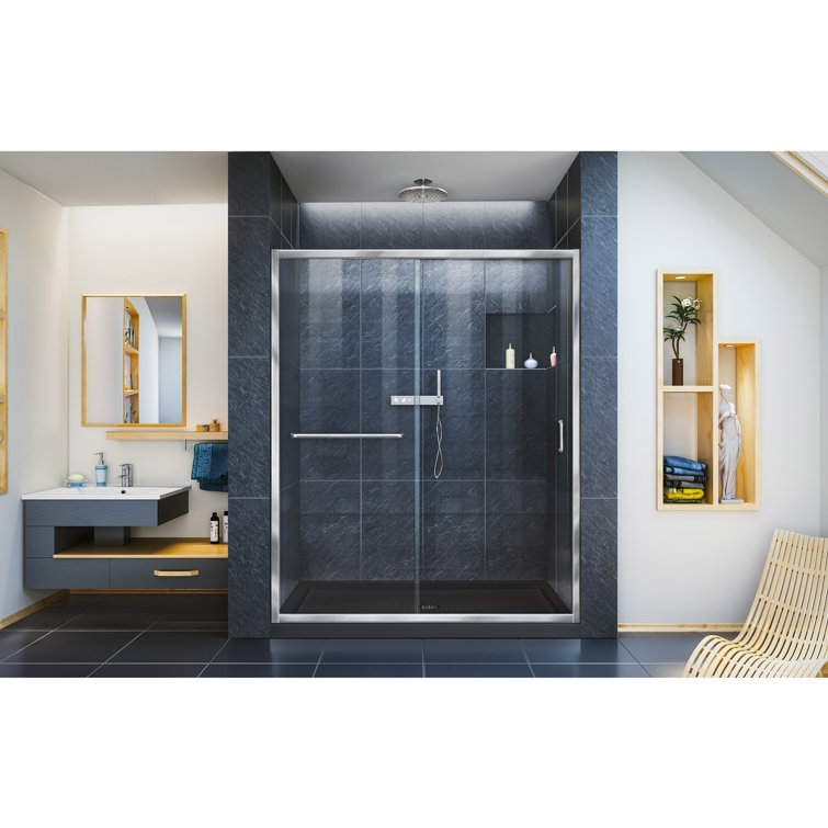 Infinity-Z 60" x 30" Frameless Sliding Shower Kit with Brushed Nickel Finish