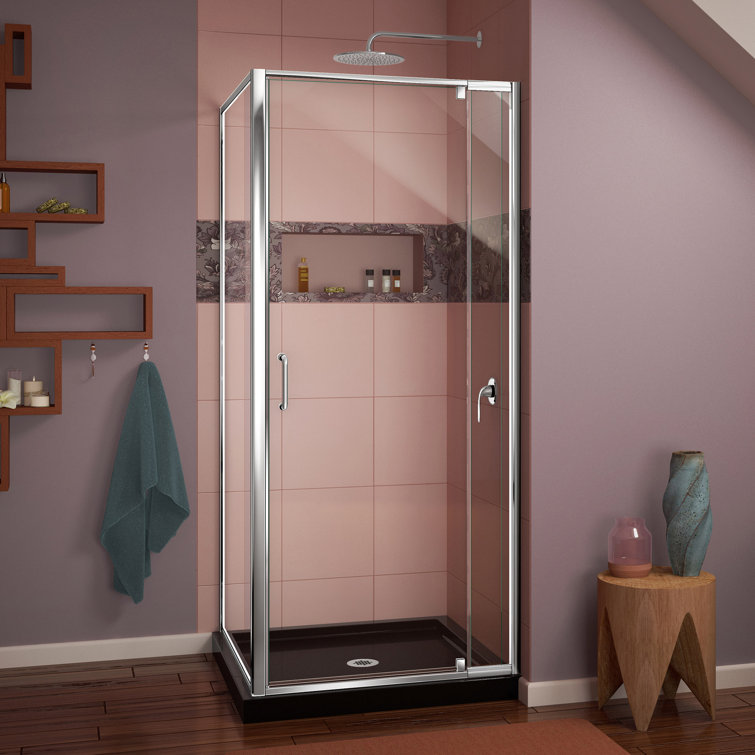 Flex 36" x 36" Frameless Clear Glass Shower Enclosure with Brushed Nickel Hardware