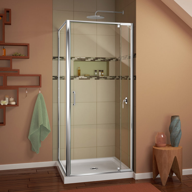Flex 36'' Square Frameless Shower Enclosure with Brushed Nickel Hardware