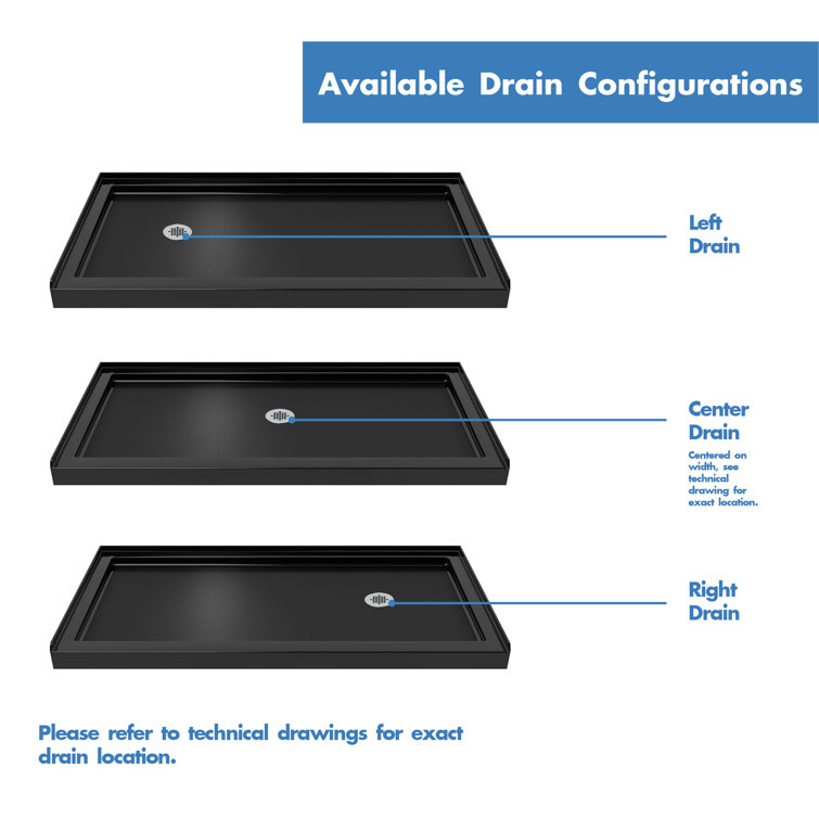 SlimLine 60" x 34" Black Acrylic Shower Base