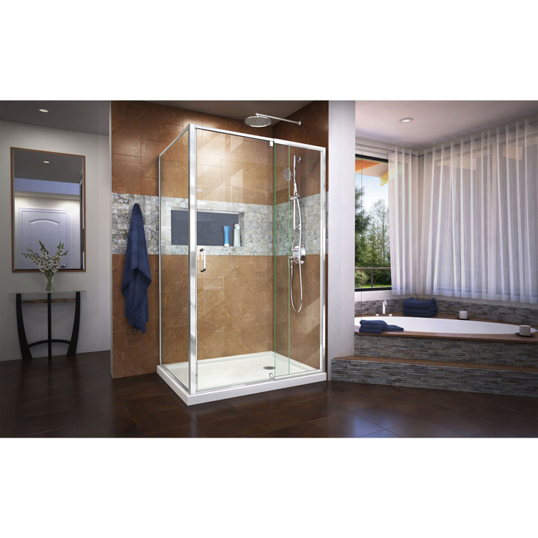 Flex Chrome Semi-Frameless Pivot Shower Door 38-42" W x 72" H