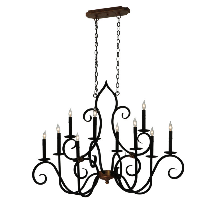 Clifton Blackwash Steel 10-Light Tiered Chandelier with Faux Candlelights
