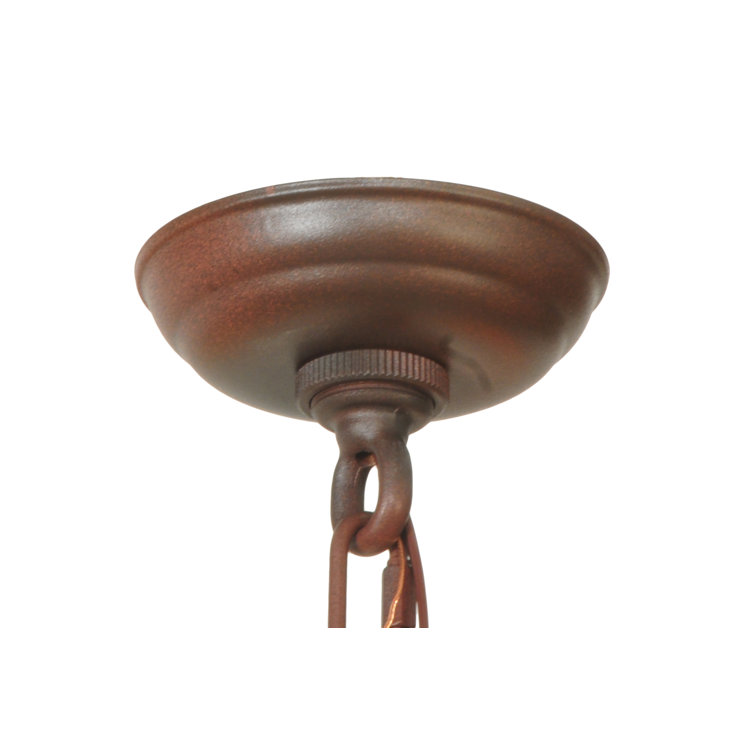 Bronze Mission Style 6-Light Chandelier with Amber Shades
