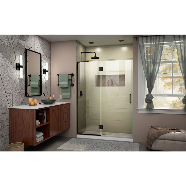 Unidoor-X 48" x 72" Frameless Hinged Shower Door in Matte Black