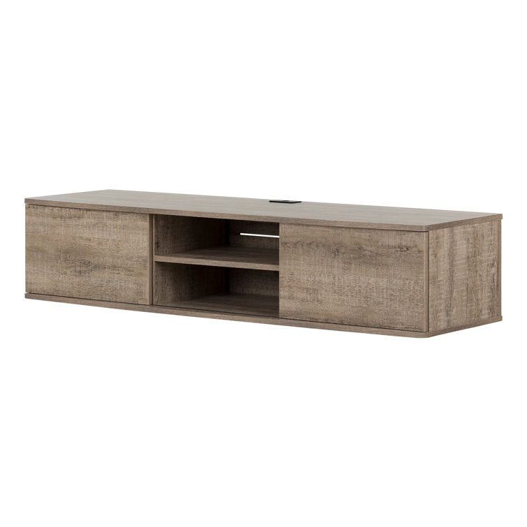 Weathered Oak Floating TV Stand with Cabinet for TVs up to 65"