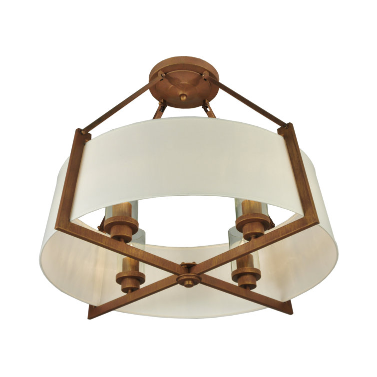 31" Gold and Glass 4-Light Semi-Flush Mount Ceiling Fixture