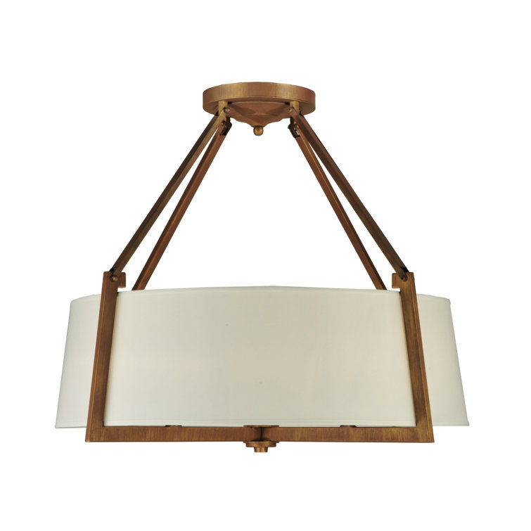 31" Gold and Glass 4-Light Semi-Flush Mount Ceiling Fixture