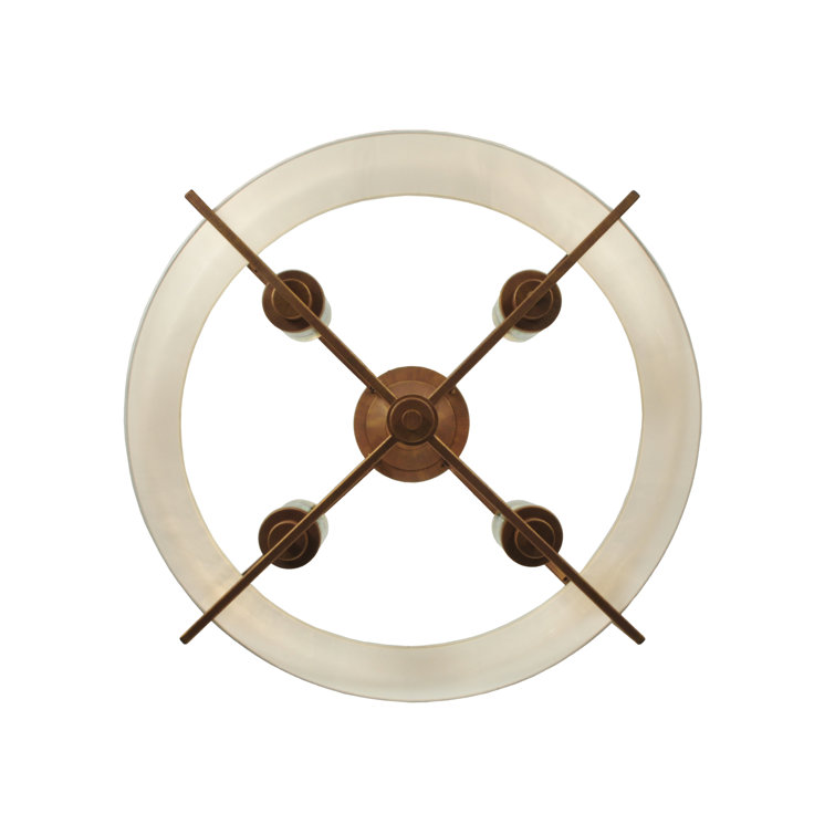 31" Gold and Glass 4-Light Semi-Flush Mount Ceiling Fixture