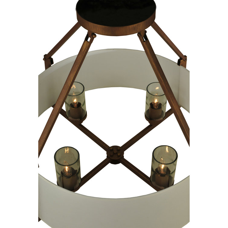31" Gold and Glass 4-Light Semi-Flush Mount Ceiling Fixture