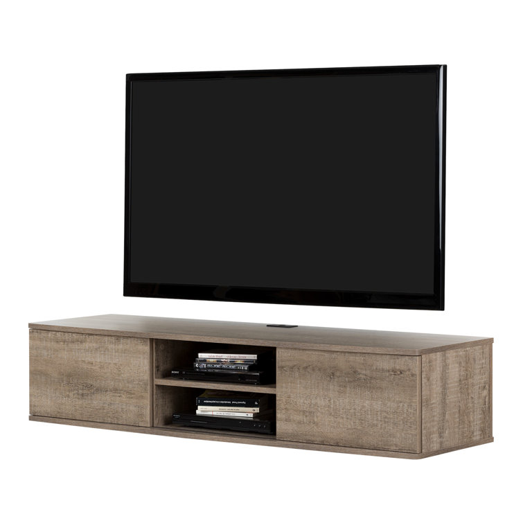 Weathered Oak Floating TV Stand with Cabinet for TVs up to 65"