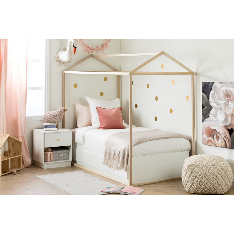 Natural Pine Twin Canopy House Bed Frame
