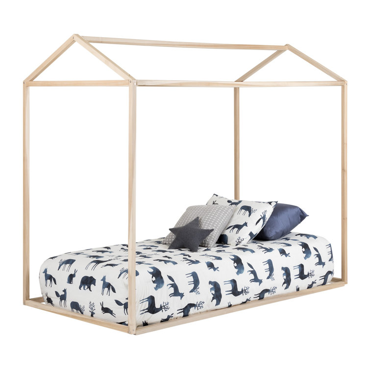 Natural Pine Twin Canopy House Bed Frame