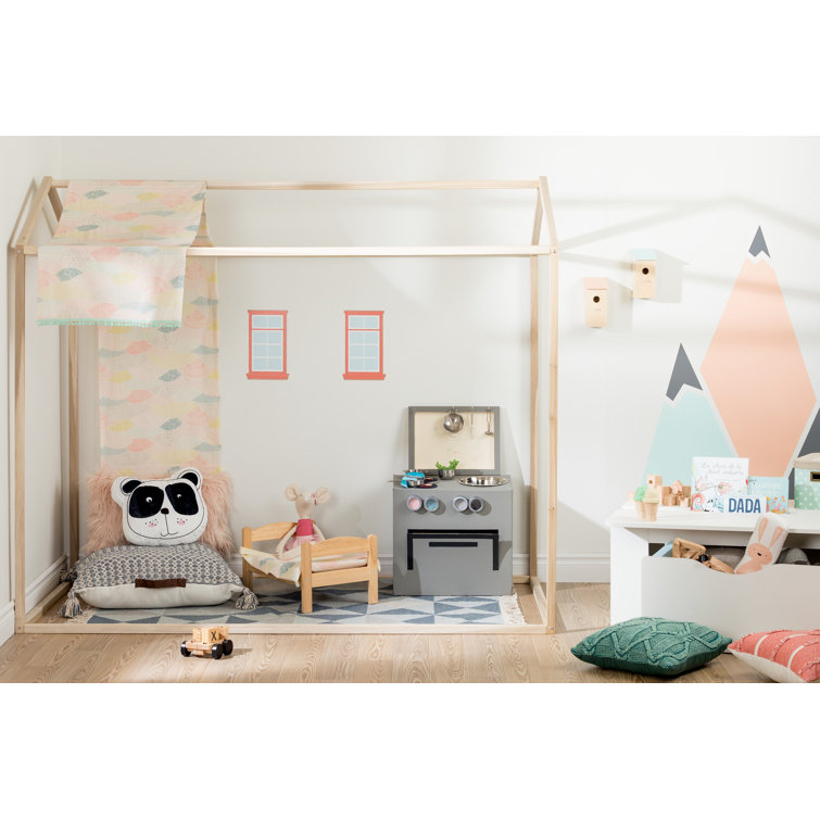 Natural Pine Twin Canopy House Bed Frame