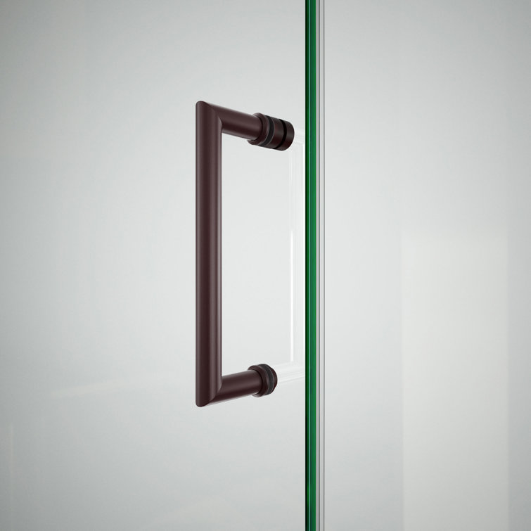 Unidoor Plus 36" Frameless Hinged Shower Enclosure in Distressed Bronze