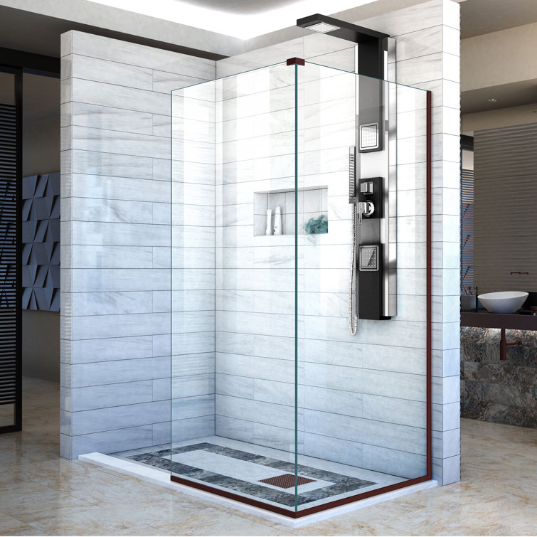Linea 30" x 72" Frameless Clear Glass Shower Screen with Distressed Bronze Finish